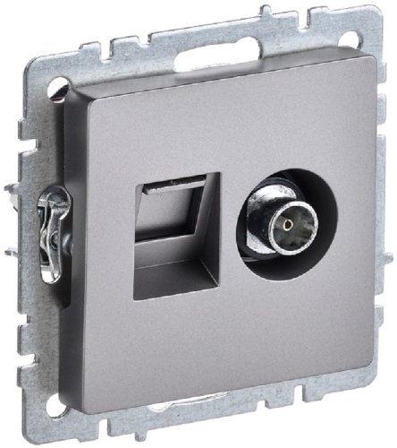 Розетка RJ45+TV Оконечная без рамки IEK Brite РТВ/РК12-БрС 2-м. сталь картинка